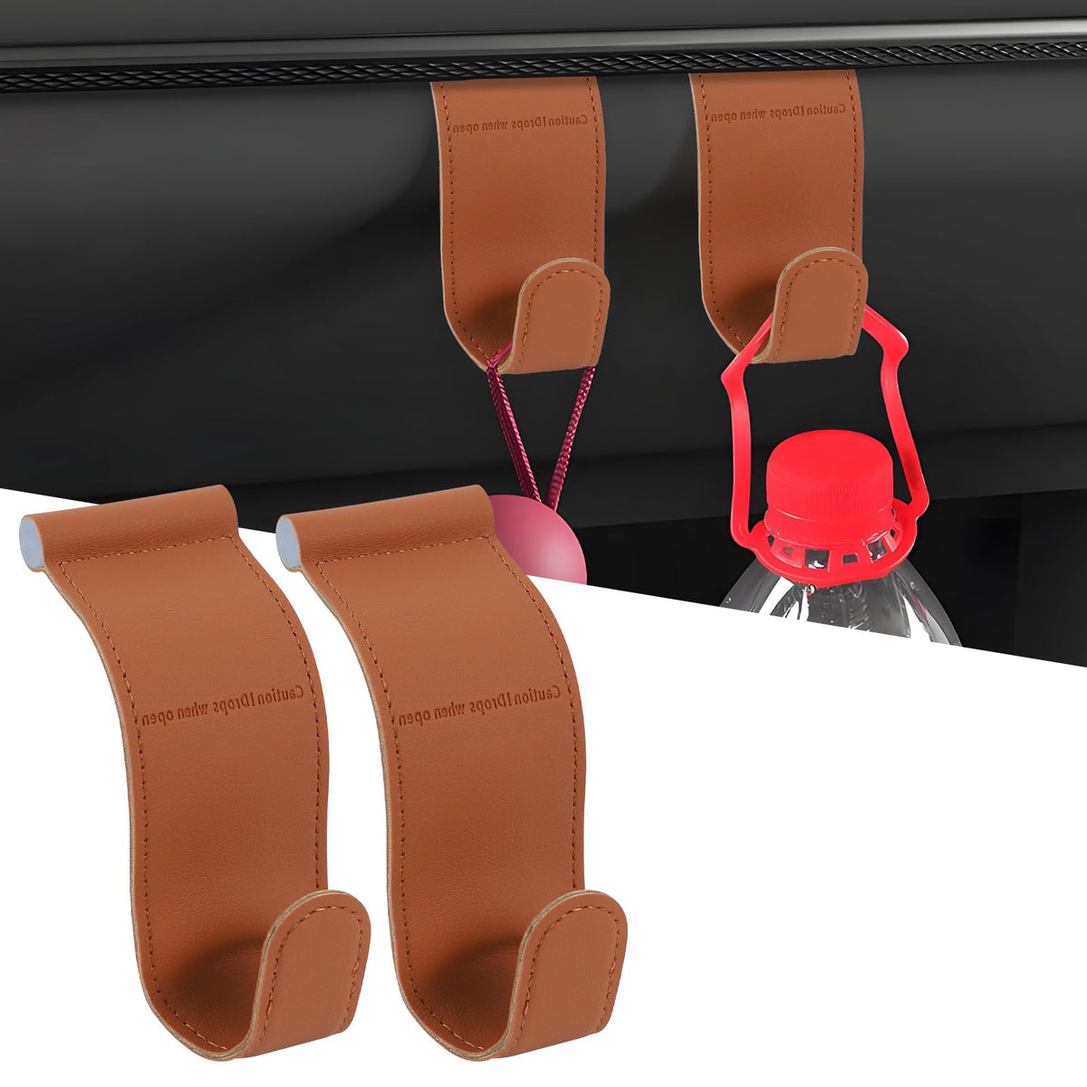 Hovom 2PCS Car Co-Pilot Glovebox Hooks, Anti-Scratch Auto Co-Pilot Glove Box Hanger Organizer, Vehicle Passenger Seat Hanging Storage Hook for Handbag Purse Umbrella, Car Accessories (Beige)