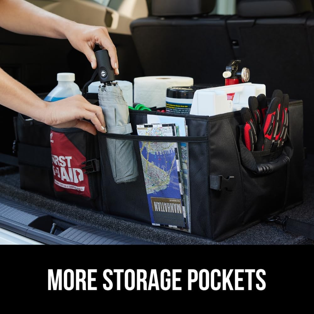 GORILLA GRIP Trunk Organizer for SUV and Cars, Large Capacity Black