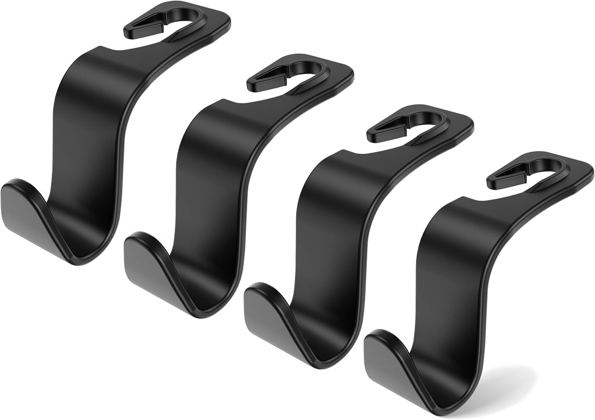 Amooca Car Seat Headrest Hooks 4-Pack Storage Organizer Holds 55 lbs