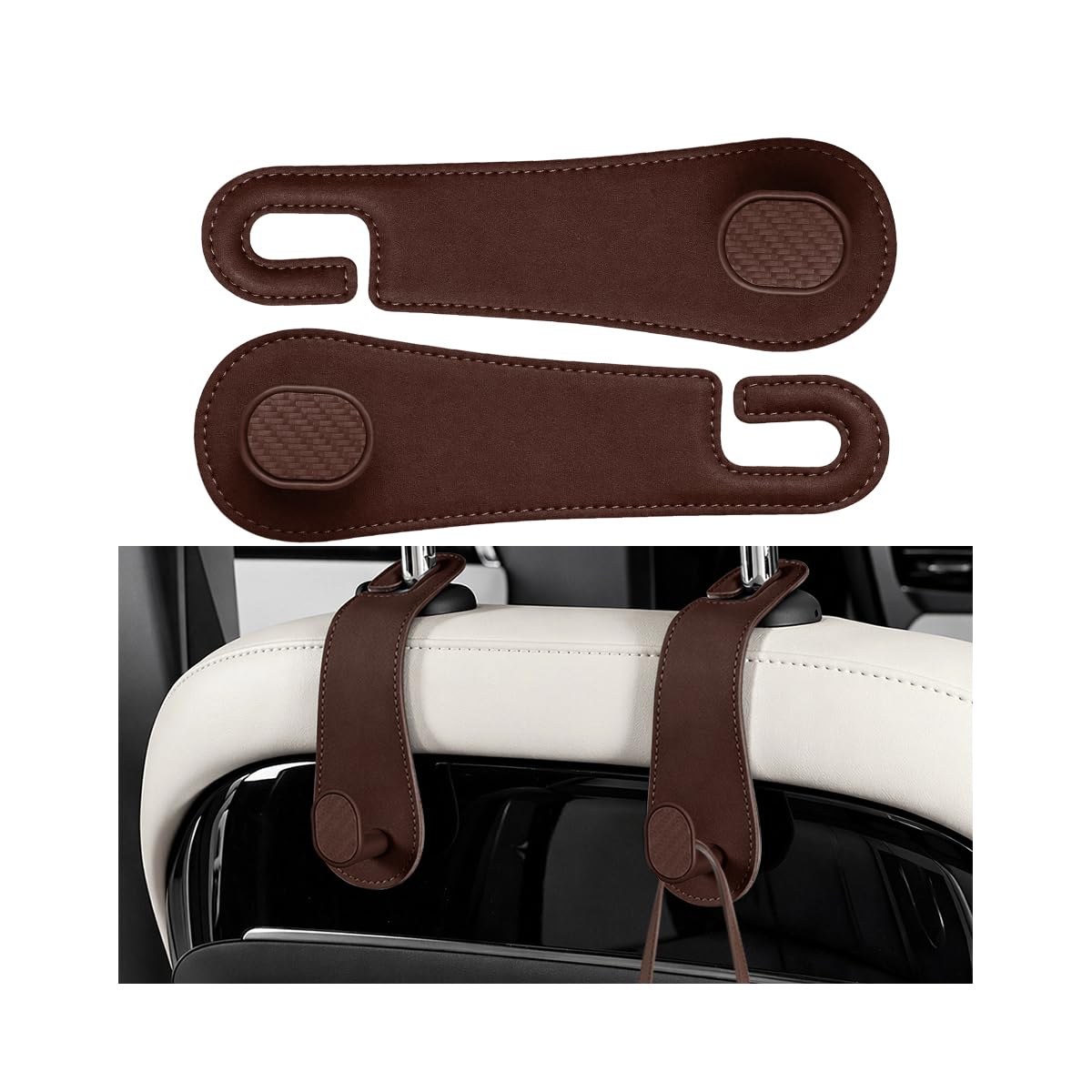 2PCS Car Headrest Hook, Strong Load-Bearing, Hidden Design, Black