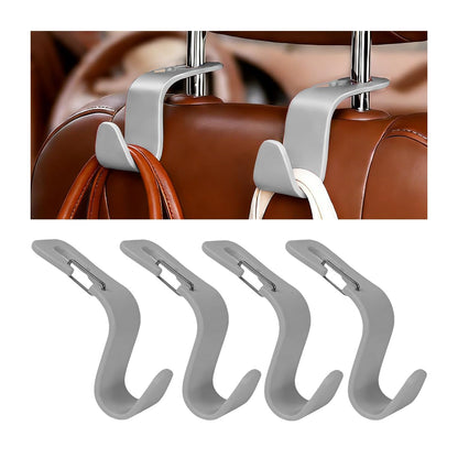 4PCS Car Seat Headrest Hook, Multifunctional Vehicle Seat Back Hanger Holder for Purse Handbag Umbrella, Automotive Interior Backseat Storage Organizer, Universal for SUV Van Truck (Black)