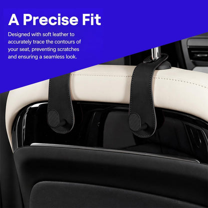 2PCS Car Headrest Hook, Strong Load-Bearing, Hidden Design, Black