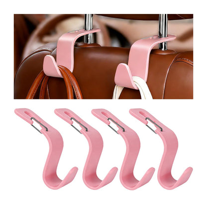 4PCS Car Seat Headrest Hook, Multifunctional Vehicle Seat Back Hanger Holder for Purse Handbag Umbrella, Automotive Interior Backseat Storage Organizer, Universal for SUV Van Truck (Black)