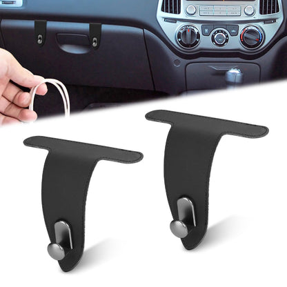 2 Pcs Car Hooks for Passenger Glove Box, Self-Adhesive Headrest Hooks for Car Holder, Leather Car Purse Hook for Bags, Car Seat Back Storage Hook Accessories Organization (Double Front Hook)