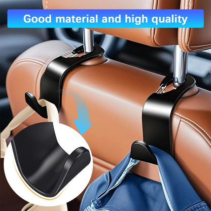 Zpana Car Seat Headrest Hook, 4PCS Vehicle Seat Back Hanger Hook with Metal Lock, Multifunctional Auto Interior Purse Handbag Storage Organizer Accessories, Universal for SUV RV Truck (Black)