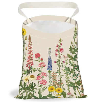 Retro Wildflower Butterfly Print Car Trash Bag Portable Waterproof Hanging Garbage Bag with Snap Buttons Back Seat Rubbish Storage Dustbin for Car Interior Accessories Kitchen Home Travel