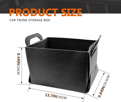 Felt Car Trunk Organizer, Foldable Vehicle Storage Box, Large Capacity Multi-Purpose Automotive Interior Accessories for Cars, SUV, Sedan, Truck (Dark Grey)