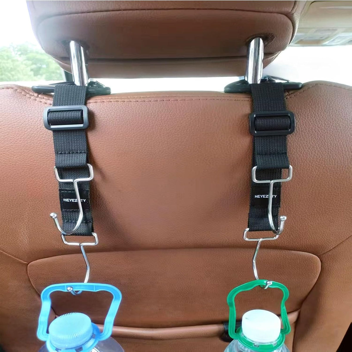 Car Purse Hook Double Hooks 2 Pack Stainless Steel Bag Hanger Holder for Car Headrest glovebox Hanging handbag Grocery Bags Backpack Coats Hats Front Seat Back Storage Hook Strap