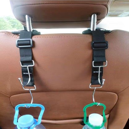 Car Purse Hook Double Hooks 2 Pack Stainless Steel Bag Hanger Holder for Car Headrest glovebox Hanging handbag Grocery Bags Backpack Coats Hats Front Seat Back Storage Hook Strap