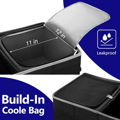 Trunk Organizer and Storage with Built-In Insulated Leak Proof Cooler Bag