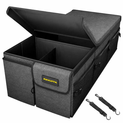 MIKKUPPA Trunk Organizer with Lid - 65L Collapsible Car Organizer, Black