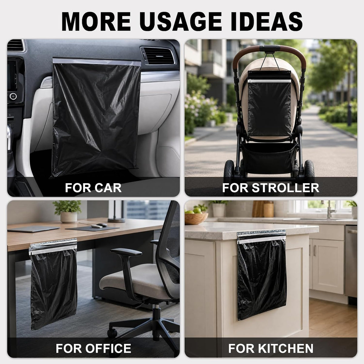 50 PCS HANSSHOW Car Trash Bags Disposable Leakproof Hanging Stick-On