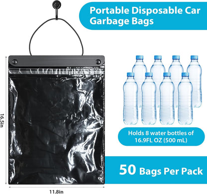 50 PCS Disposable Hanging Car Trash Bags, 2 Gallon Car Garbage Bags
