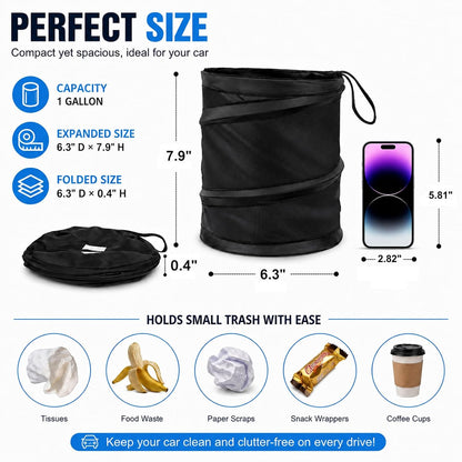 Car Trash Can, 2 Packs Mini Collapsible Pop-up Compact Garbage Can