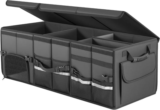 Trunk Organizer Car Organizer Leather Storage Box 3-grid Foldable