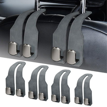 Car Purse Hook, Car Seat Headrest Hooks, Black Leather 2 Pack