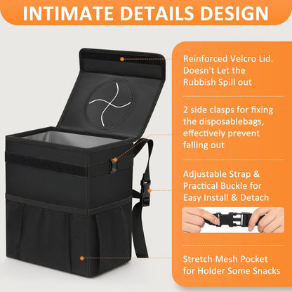 Vankor Car Trash Can with Lid Leak Proof Car Accessories for Women