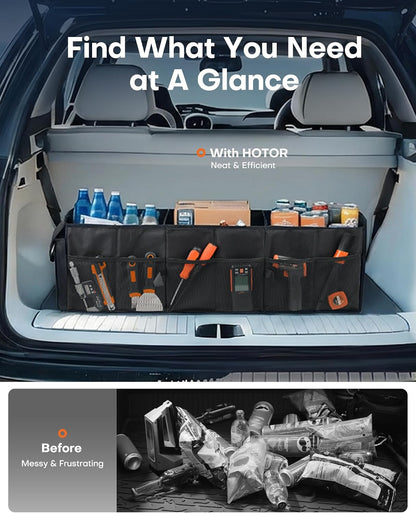 HOTOR Trunk Organizer - Foldable Car Organizer for SUVs & Sedans Storage