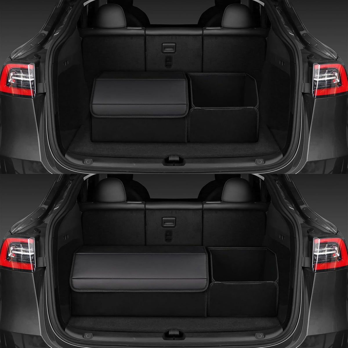 car organizers and storage for SUV,trunk organizer for sedan, leather foldable sleek box with lid,collapsible cargo bins, tool accessories containers,Collapsible Suede velvet (18 inch Covered)