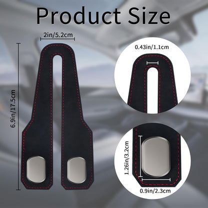 Car Purse Hook, Car Seat Headrest Hooks, Black Leather 2 Pack
