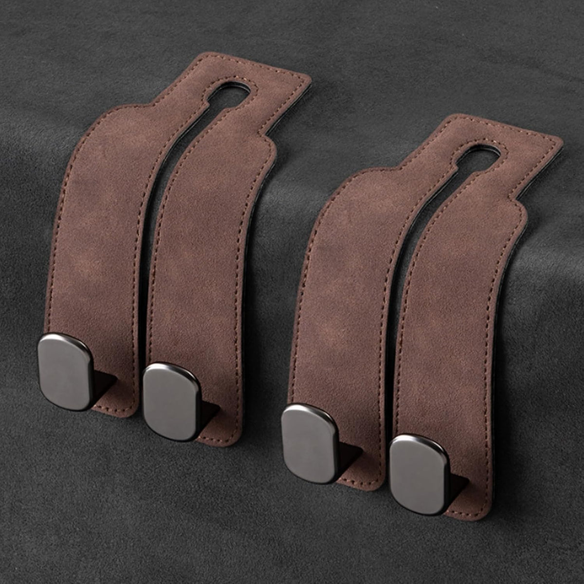 2 Pack Black Leather Car Headrest Hooks Purse Bag Storage Holders for Car Seats