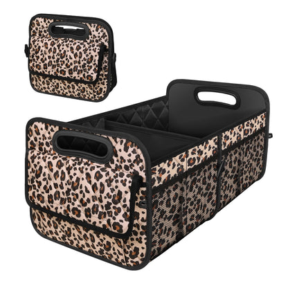 Deosk Trunk Organizer and Storage with Reinforced Handles,Car Accessories for Women/Men 50L Waterproof Polyester Trunk Organzier for Car/SUV/Minivan/Truck(Medium,Leopard print)