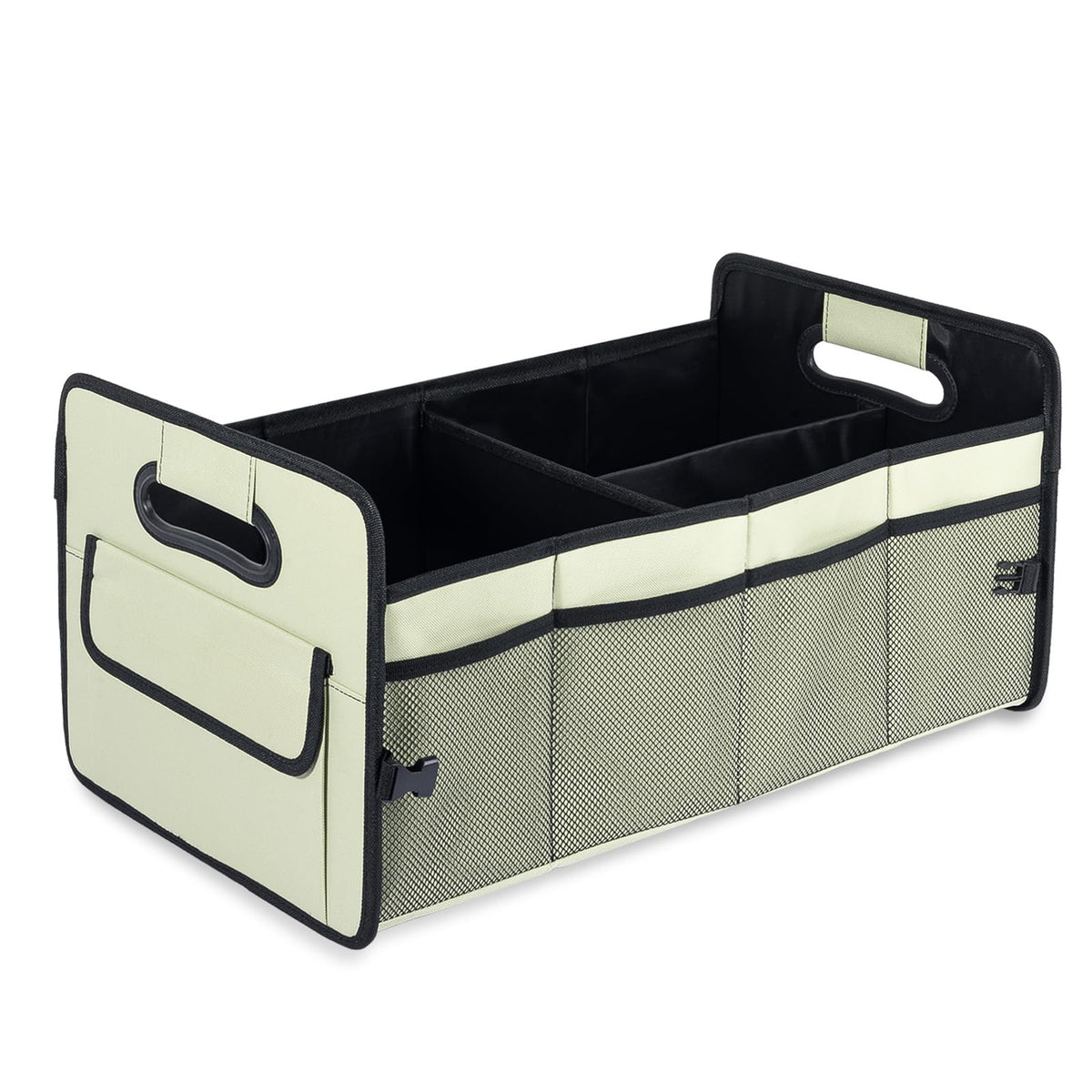 JiatuA Car Trunk Organizer, Car Organizers and Storage Collapsible Multi Compartment Container Box, Adjustable Car Accessories for SUV Sedan Truck, Standard Size, Beige