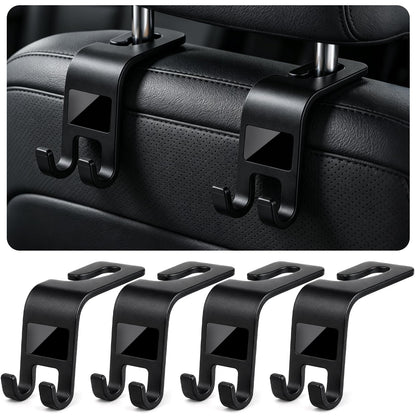 ZSDY Car Seat Headrest Hooks Heavy Duty Vehicle Back Seat Storage Organizer Hanger for Purse Grocery Bags Coat Universal Car Interior Accessories 2 Pack, Black