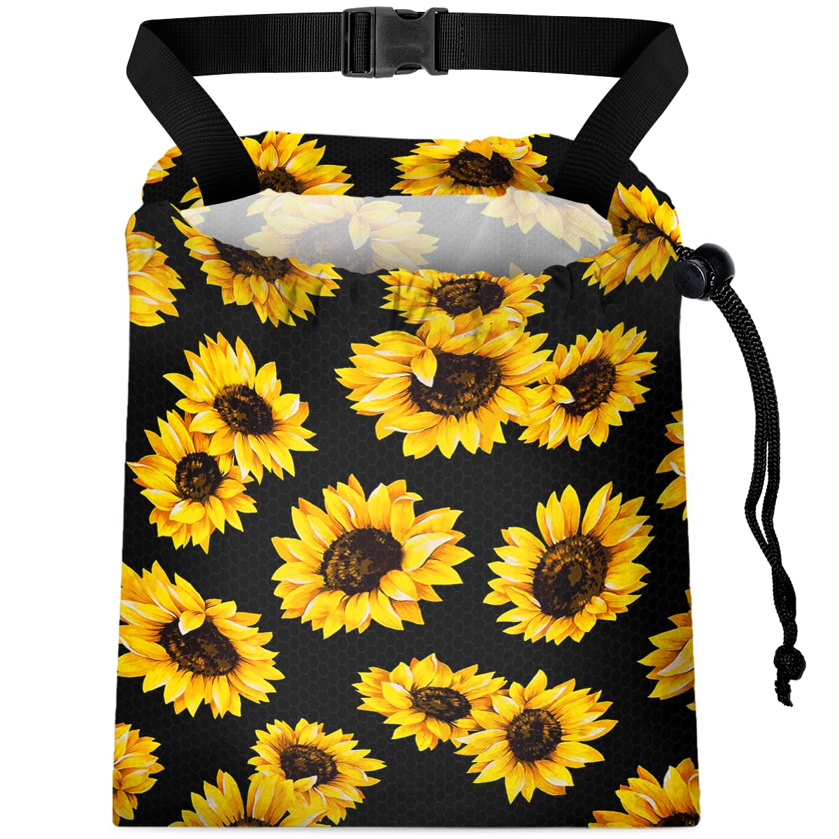 Car Trash Bag Hanging Back of Seat with Adjustable Snap Buckle Strap Cute Printed Drawstring Garbage Bags for Car-Boho Floral