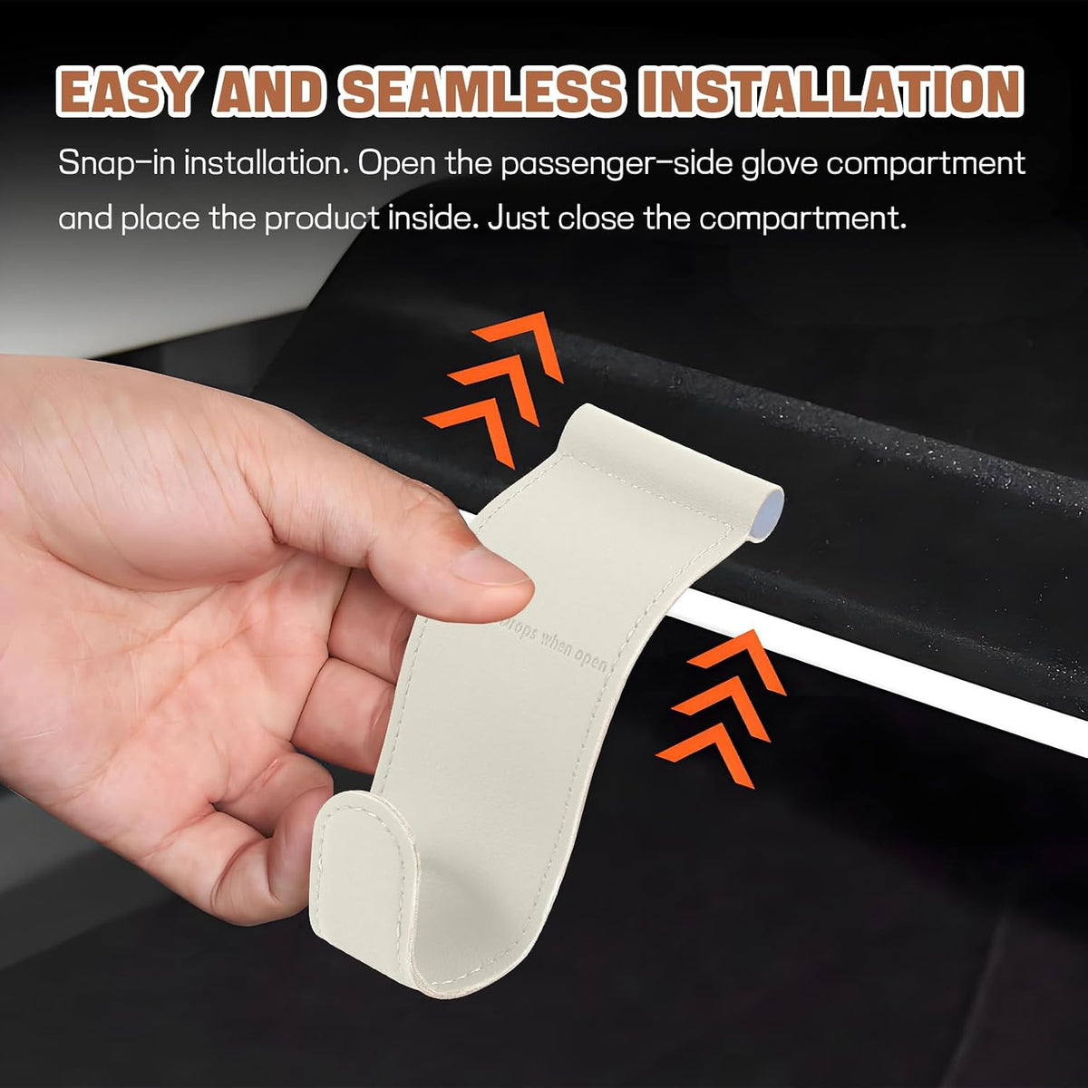 Hovom 2PCS Car Co-Pilot Glovebox Hooks, Anti-Scratch Auto Co-Pilot Glove Box Hanger Organizer, Vehicle Passenger Seat Hanging Storage Hook for Handbag Purse Umbrella, Car Accessories (Beige)