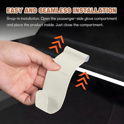 Hovom 2PCS Car Co-Pilot Glovebox Hooks, Anti-Scratch Auto Co-Pilot Glove Box Hanger Organizer, Vehicle Passenger Seat Hanging Storage Hook for Handbag Purse Umbrella, Car Accessories (Beige)