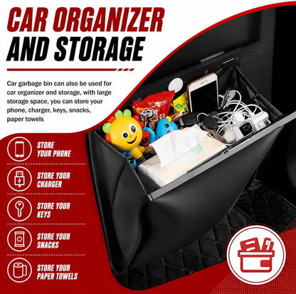 2026 New LED Car Trash Can,Leak-Proof Car Trash Bin with Automotive Trashs Bag for Organizers & Storage,Strong Magnetic Cars Garbage Can for Backseat,Console,Door