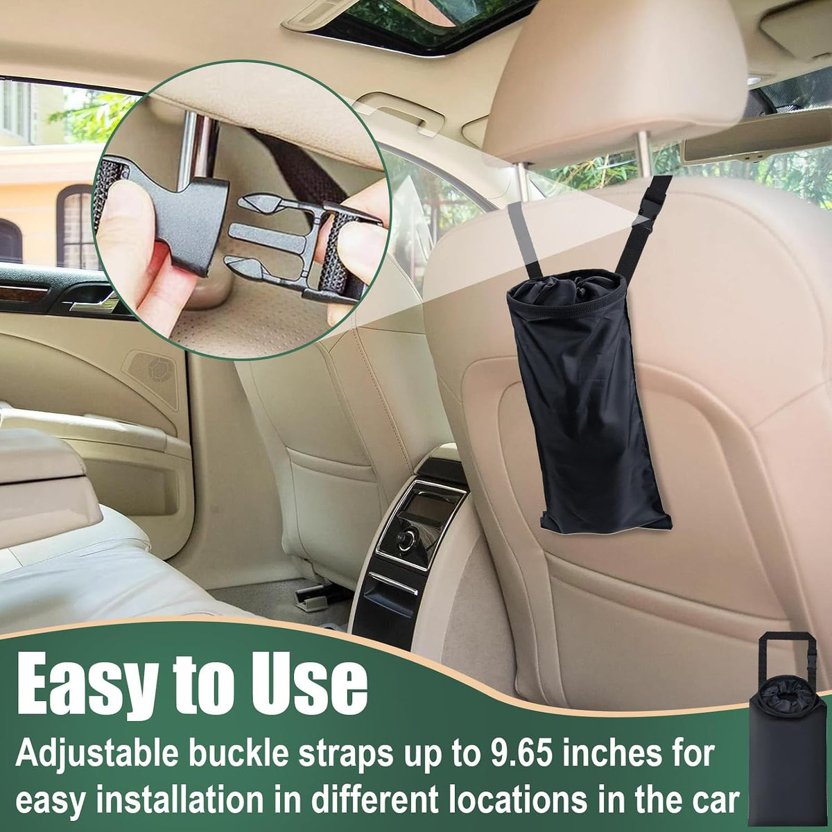 ecocstm 2 PCS Car Trash Bags, Car Accessories Washable Garbage Bag Hanging