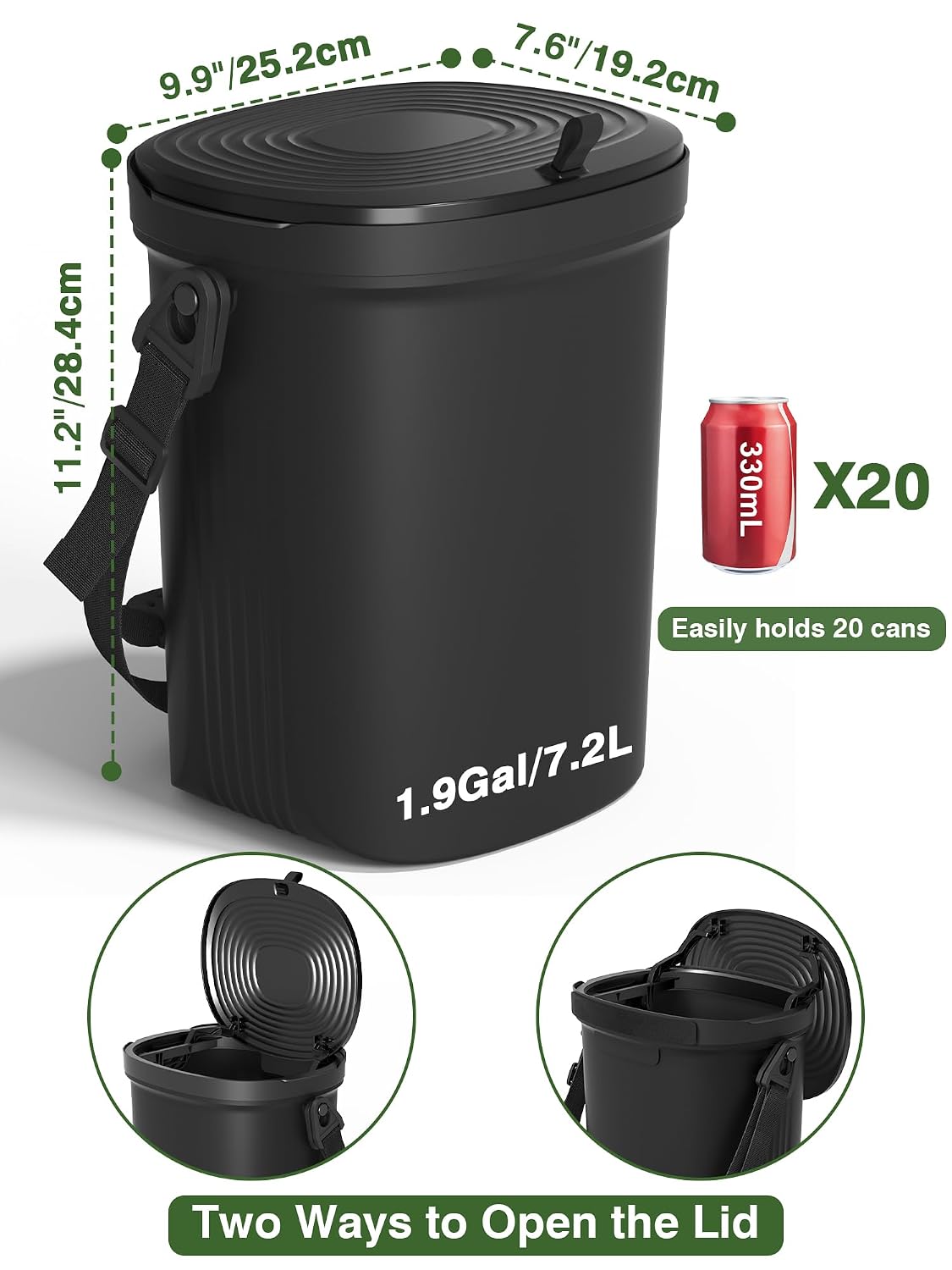 Garoopion Soft Silicone Car Trash Can 1.9 Gallon with Leakproof Design