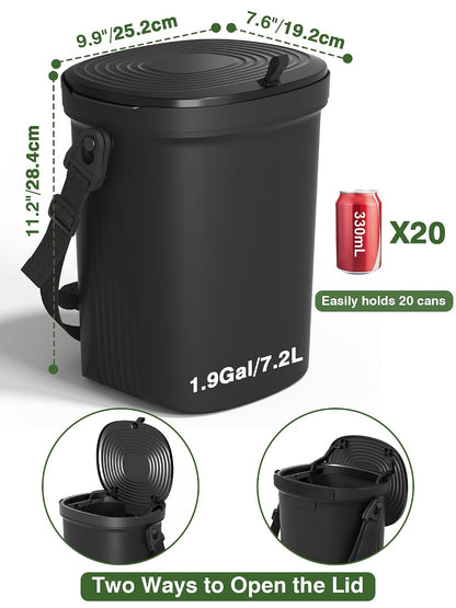 Garoopion Soft Silicone Car Trash Can 1.9 Gallon with Leakproof Design