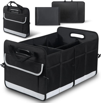 AOPHY Car Trunk Organizer, 75L Large Capacity Waterproof Auto Storage with Non-Slip Bottom Strips, Collapsible Cargo Organizer for Suv, Truck, Sedan, Portable Car Accessories for Women Men(Black)