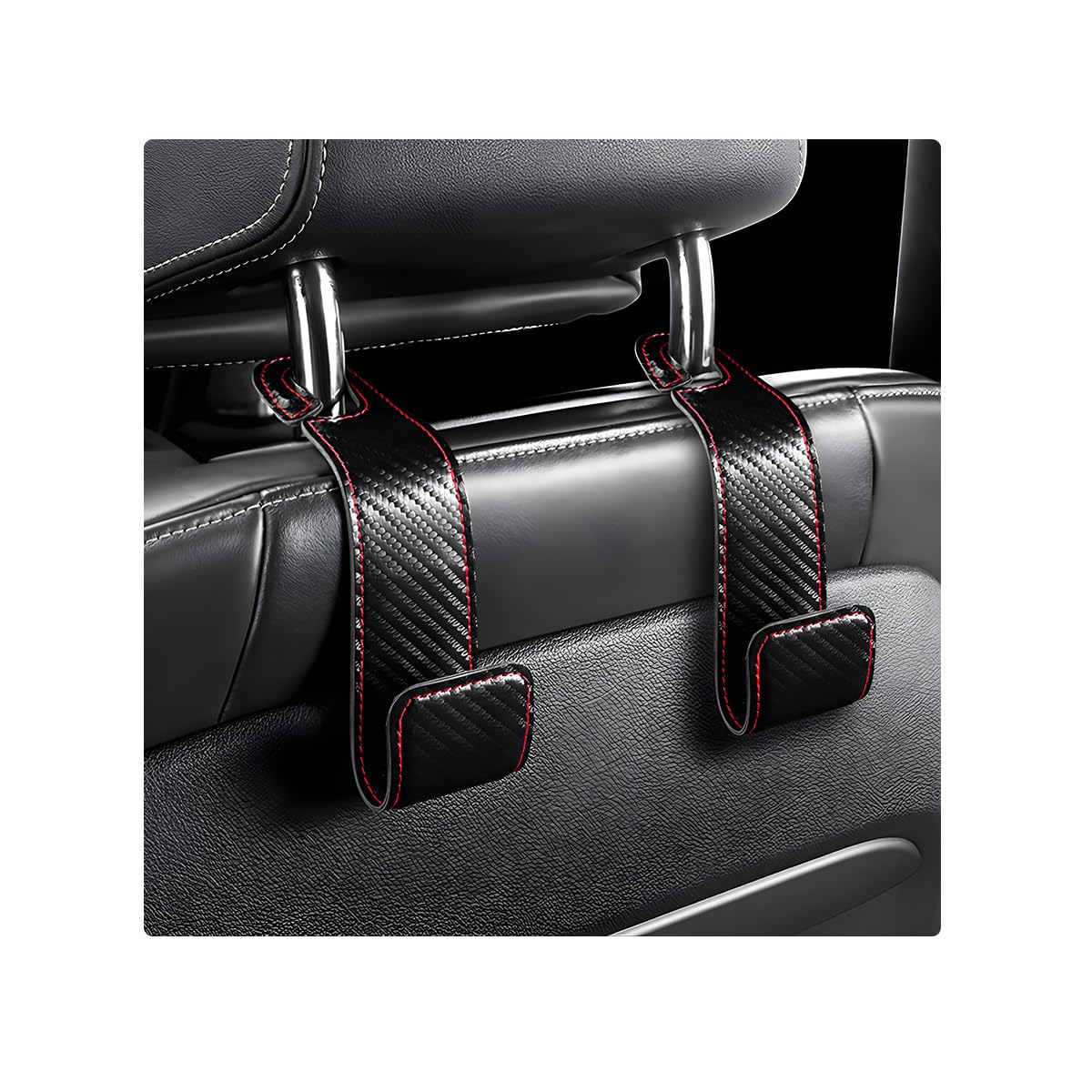 2 PCS Car Seat Headrest Hooks, Microfiber Leather Hanger Holder Hook for Hanging Purse and Bag, Universal Vehicle Back Seat Organizer Hook for Grocery Bag Handbag Coat (Black)