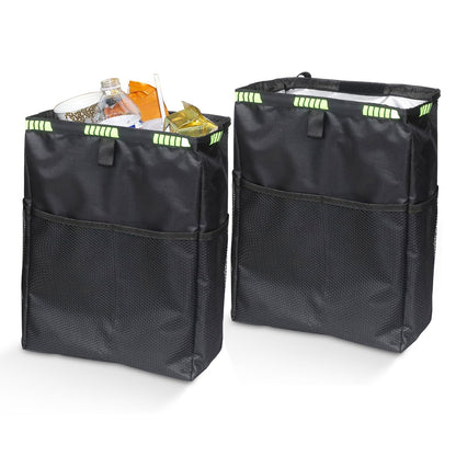 Car Trash Can, Car Trash Bag Hanging, 3.5 Gallons Ultra Large Capacity Organizer and Storage with Adjustable Straps, Leakproof Lining (Pack of 2)
