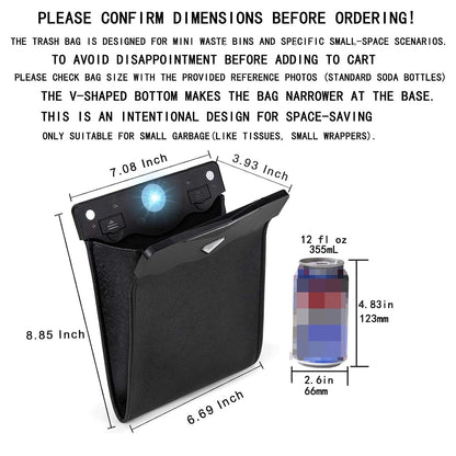 Smart LED Car Trash Can, Garbage Bag Passenger Side Back Seat Hanging