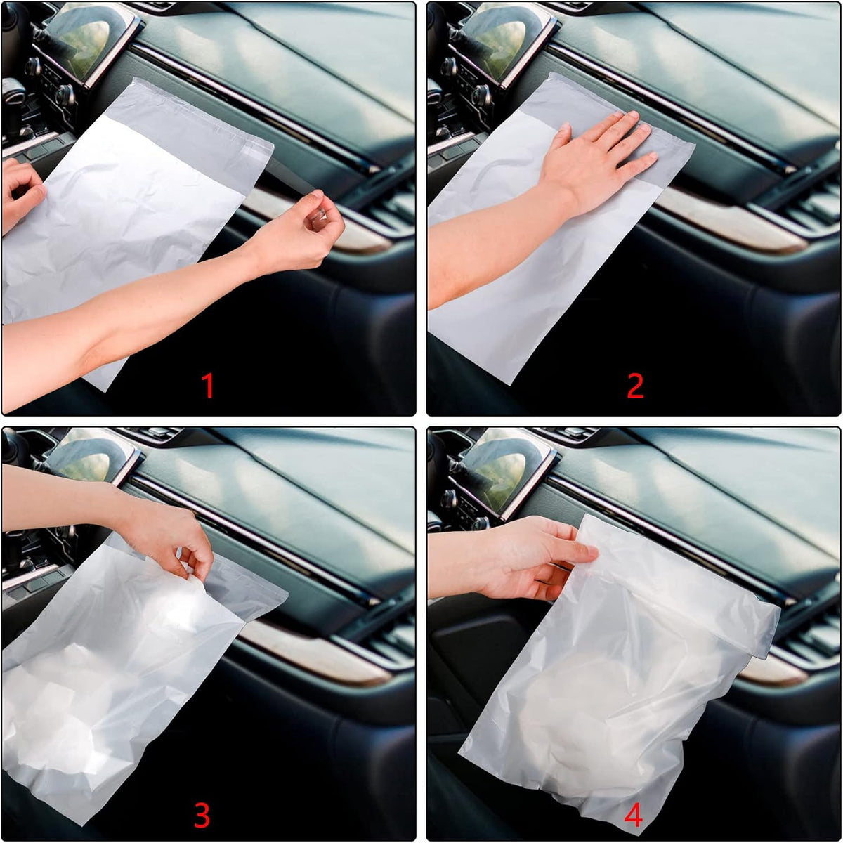 Hedume 200 PCS Car Garbage Bag, Easy Stick-On Disposable Auto Trash Bag, Car Vomit Bag, Waterproof Leakproof Large Capacity Portable Convenient, Suitable for Car, Kitchen, Travel, Camping, Office