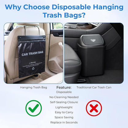 Disposable Car Trash Bags Hanging, Car Garbage Bags(50 Count, Black)