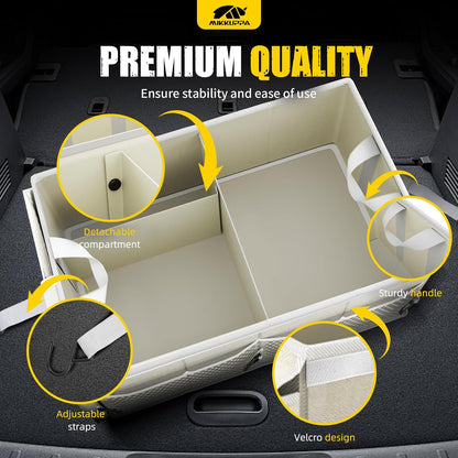 MIKKUPPA Trunk Organizer with Lid - 65L Collapsible Car Organizer, White