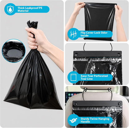 50 PCS Disposable Hanging Car Trash Bags, 2 Gallon Car Garbage Bags