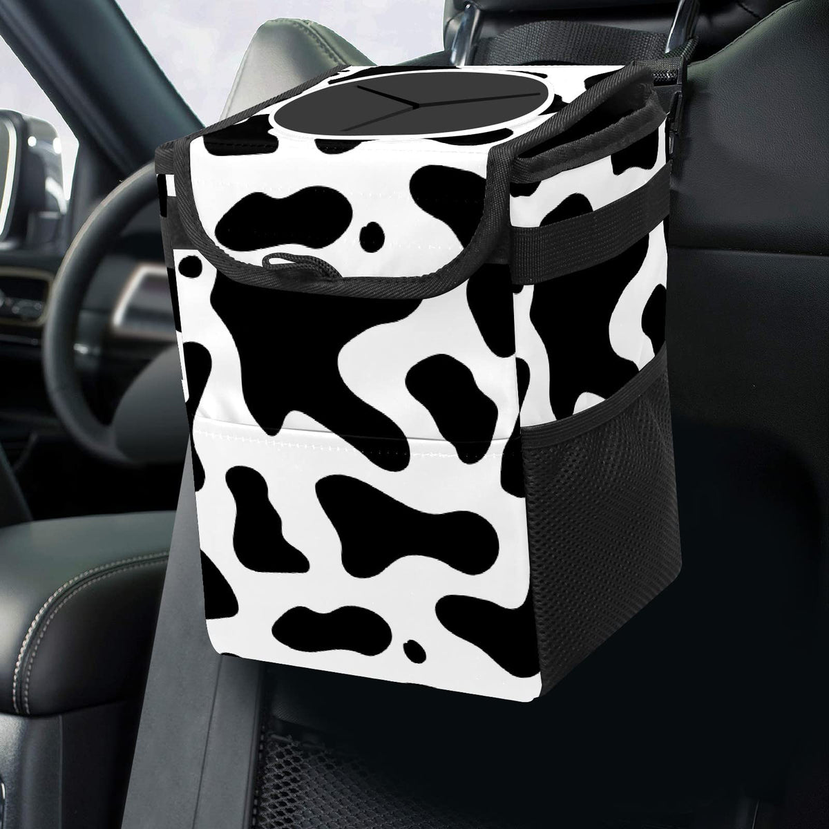 Gothic Moon Stars Boho Car Trash Can with Lid - Collapsible Reusable Waterproof Car Garbage Bag - Organizer