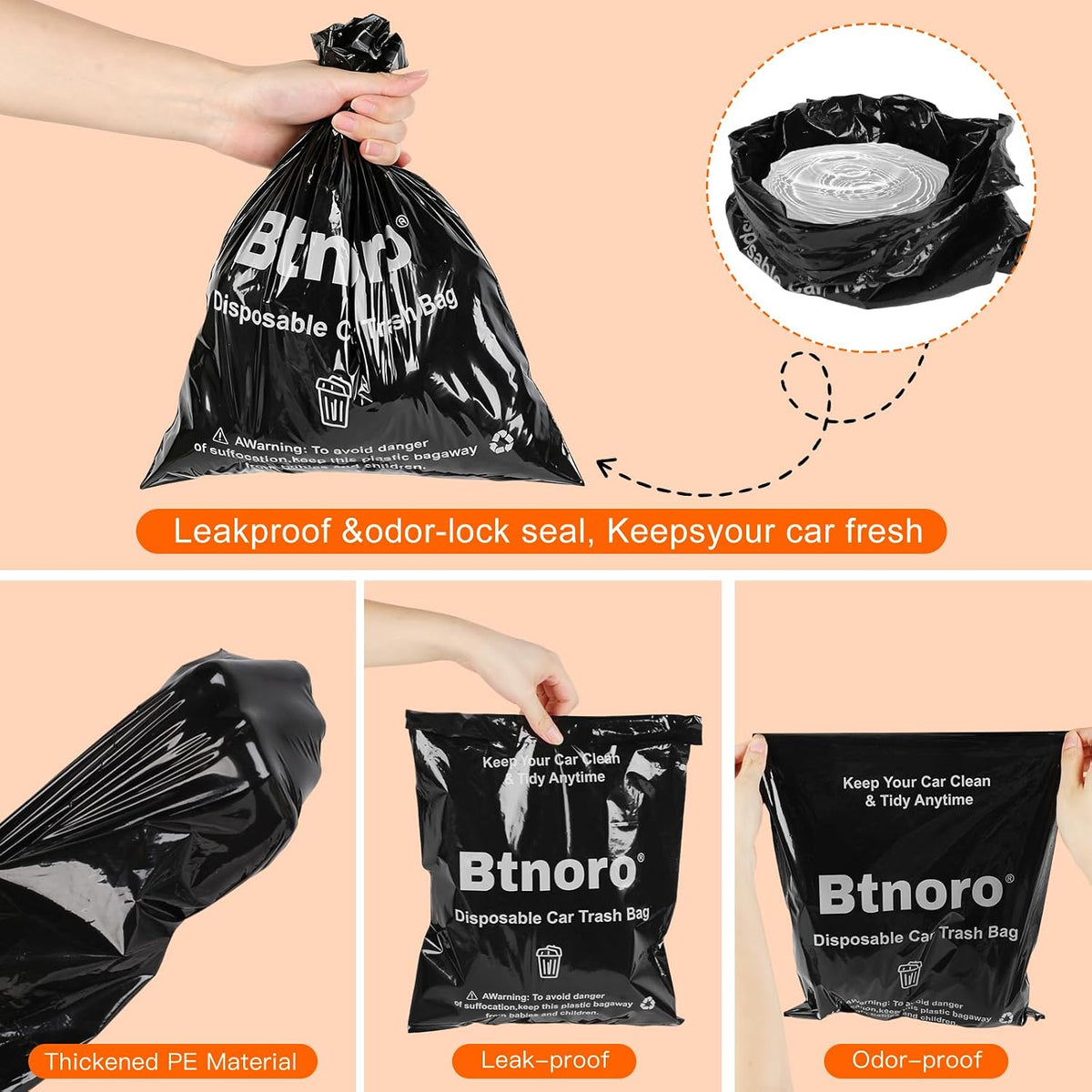 Car Trash Bags Disposable 50PCS Leakproof Hanging Garbage Bags