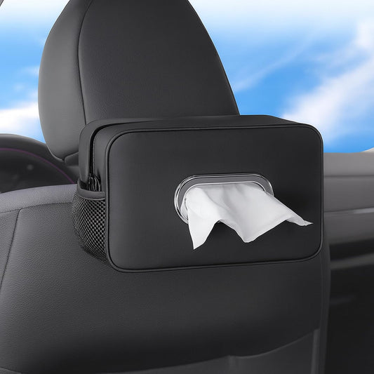 Multi-Functional Car Tissue Holder with ‌2 Storage Nets, Tissue Box Cover