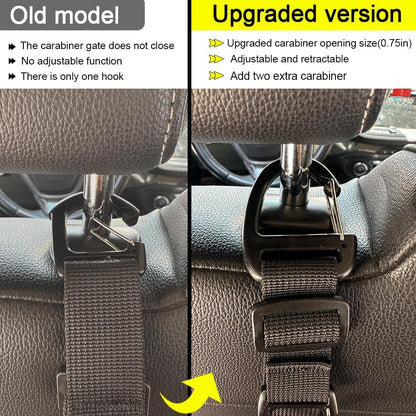 Car Headrest Hooks, Backseat Storage Organizer Hangers, Universal Vehicle Seat Back Hooks, 4 Pack