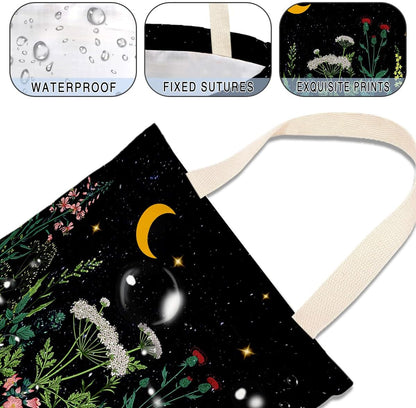 IRADA Car Trash Bag Hanging No Snap Small Garbage Bag for Car Back Seat Cute Printed One-Handed Strap Trash Bags Car Accessories-Wildflowers-Black Car Trash Bags
