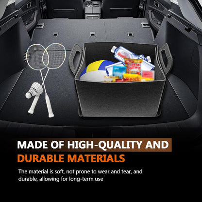 Felt Car Trunk Organizer, Foldable Vehicle Storage Box, Large Capacity Multi-Purpose Automotive Interior Accessories for Cars, SUV, Sedan, Truck (Dark Grey)