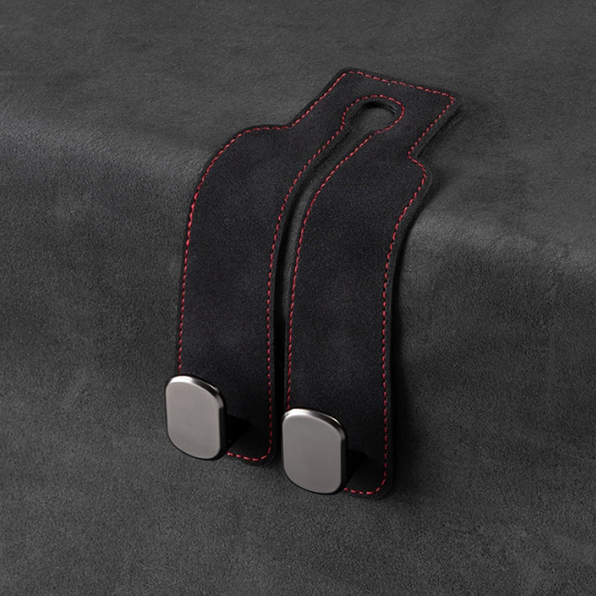 2 Pack Black Leather Car Headrest Hooks Purse Bag Storage Holders for Car Seats